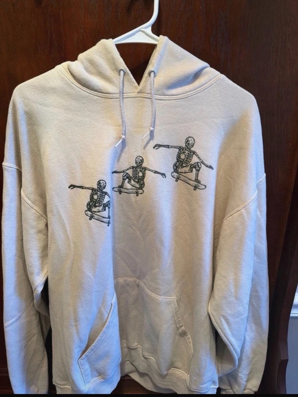 Artist Union Clothing Co. Beige Hoodie with Skate Skeleton Trio